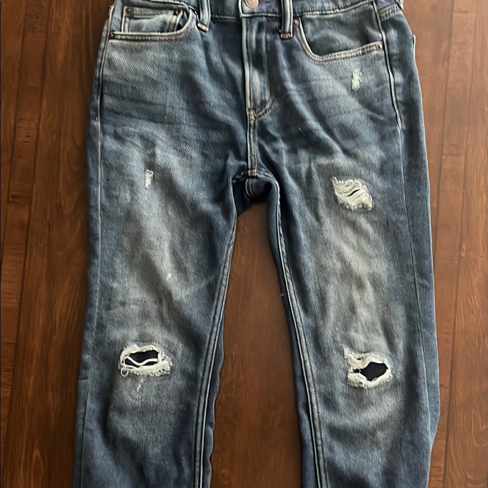 Abercrombie & Fitch Skinny Blue Jeans with Vintage Distressing